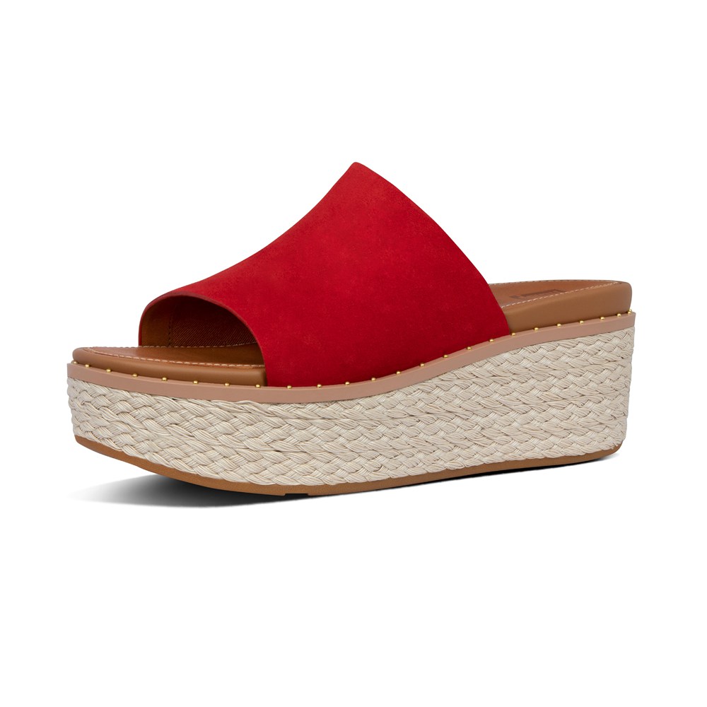 Fitflop Womens Wedge Red - Eloise Espadrille Suede Slides - VK6051349